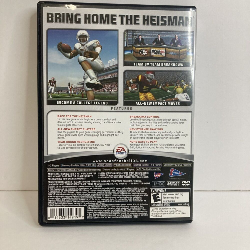 NCAA Football‎ 06 - Playstation 2 (PS2) With Manual - Picture 2 of 6